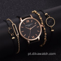 5 unidades / conjunto Conjunto de relógios de moda para presentes Relojes femininos com pulseira de quartzo Conjuntos de relógios de presente para mulheres com pulseira de vestido Relojes atacado